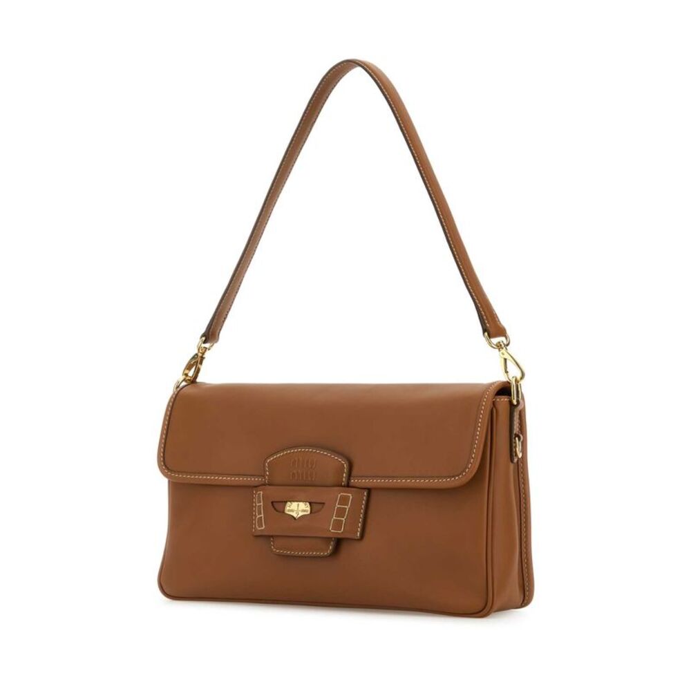 Miu Miu Women Caramel Leather Penny Shoulder Bag - Picture 2 of 2